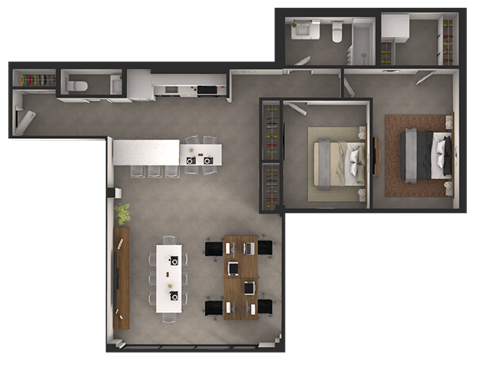 the floor plan of a house with a bedroom and a living room